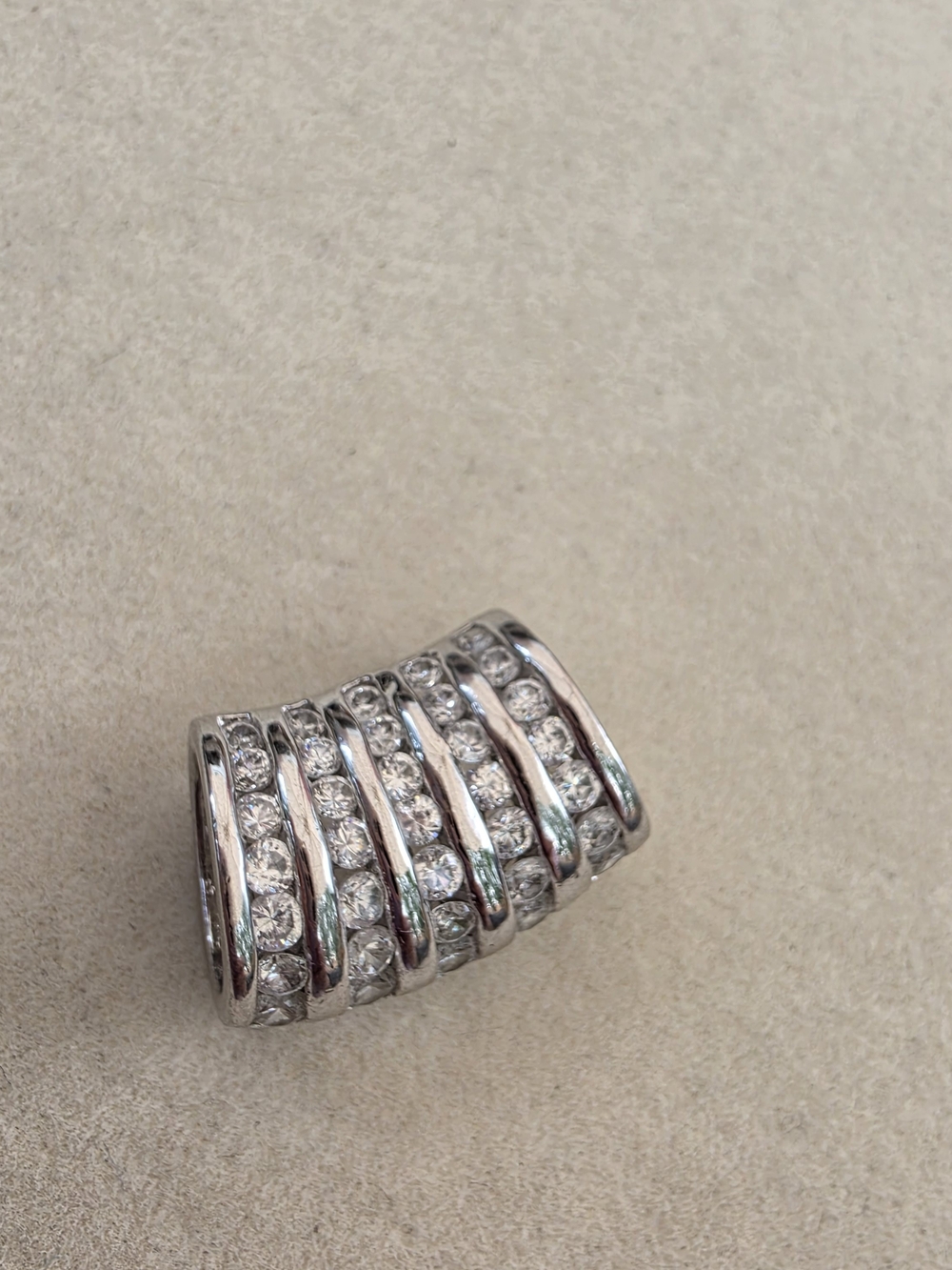 925 Sterling Silver Multi-Row Clear Stone Slide Pendant • 7.40g